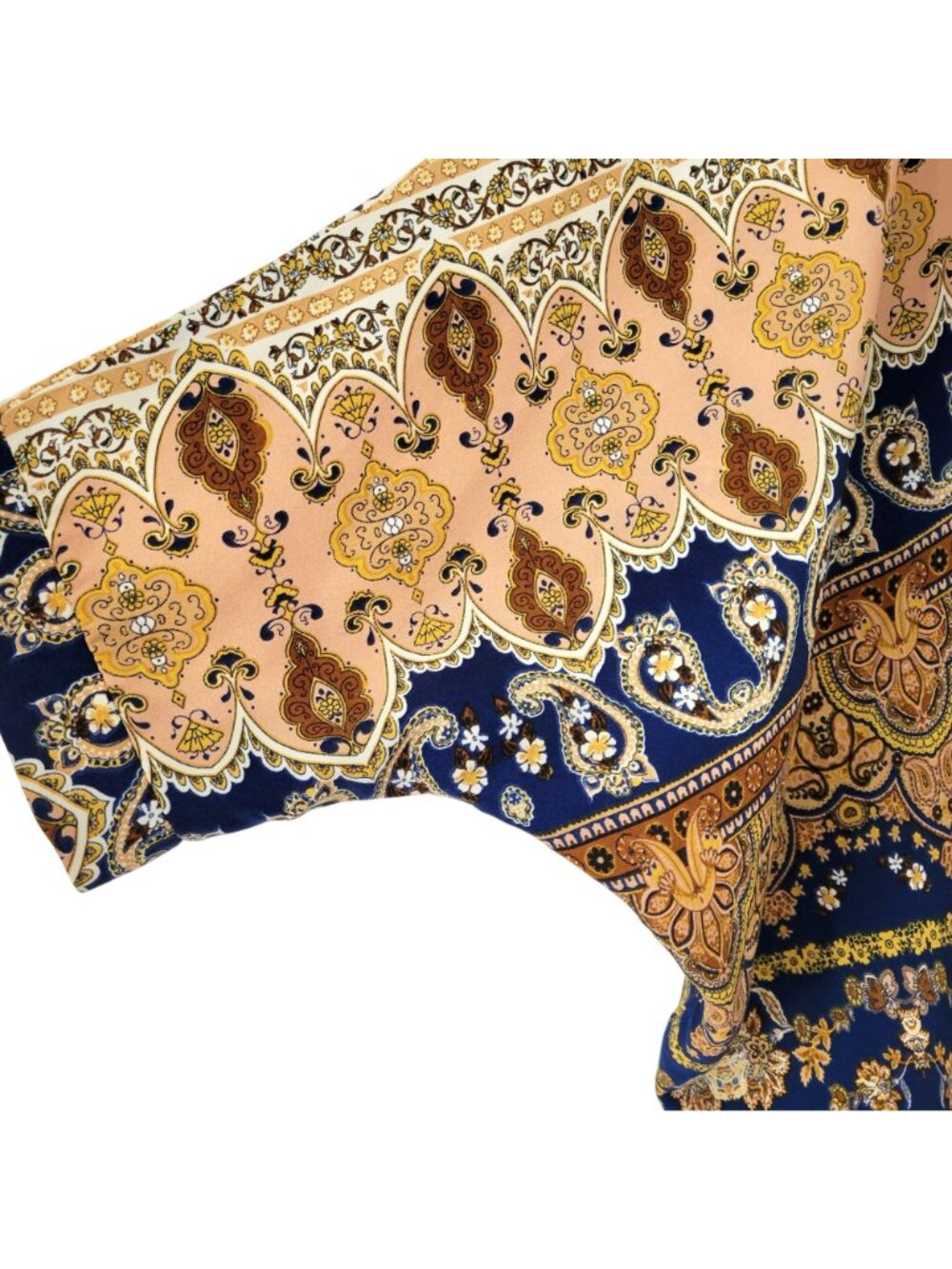 Design Lab Lord & Taylor Women's Paisley Kimono Cardigan Jacket Mustard/Navy Lar - Picture 4 of 6